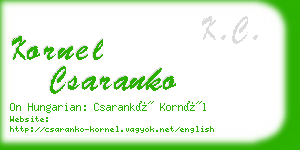 kornel csaranko business card